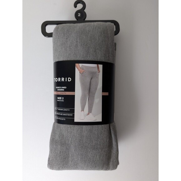 Torrid Fleece Lined Full Length Signature Leggings Pockets Heather Gray Size 2 - Picture 1 of 8